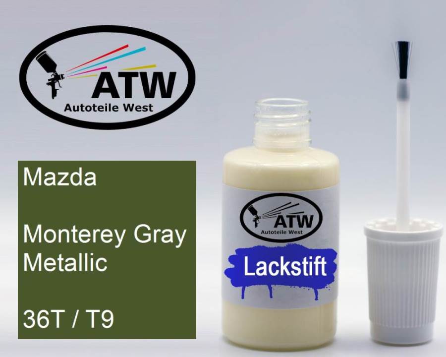 Mazda, Monterey Gray Metallic, 36T / T9: 20ml Lackstift, von ATW Autoteile West.